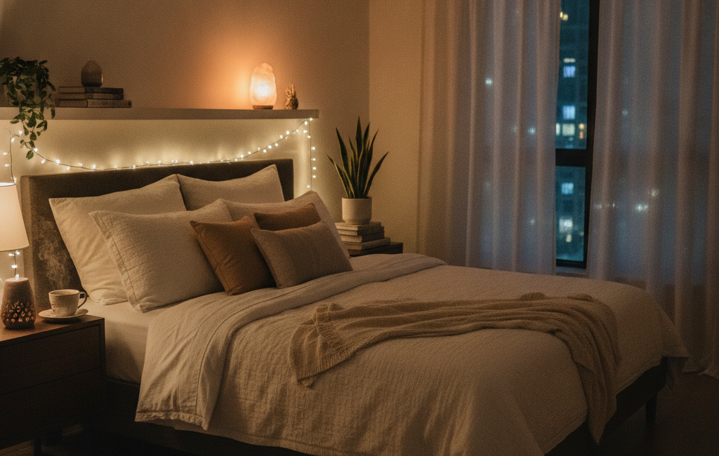 Peaceful sleep environment supporting skin health