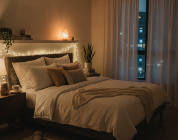 Peaceful sleep environment supporting skin health