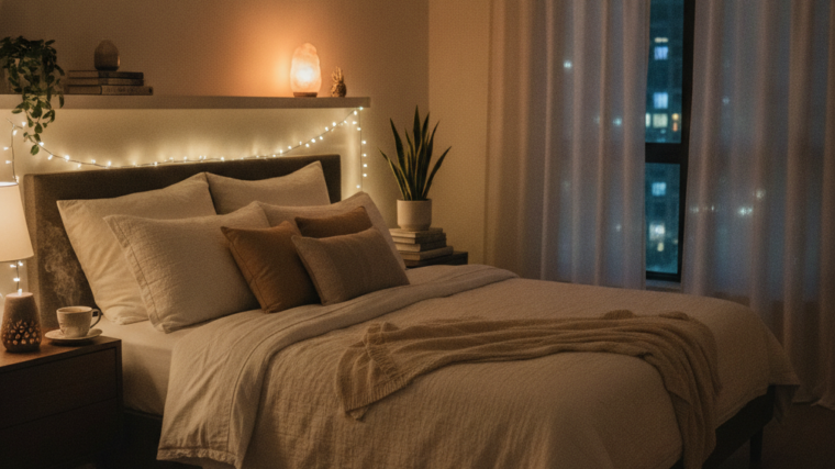 Peaceful sleep environment supporting skin health