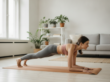 Person performing a core strength exercise on a yoga mat