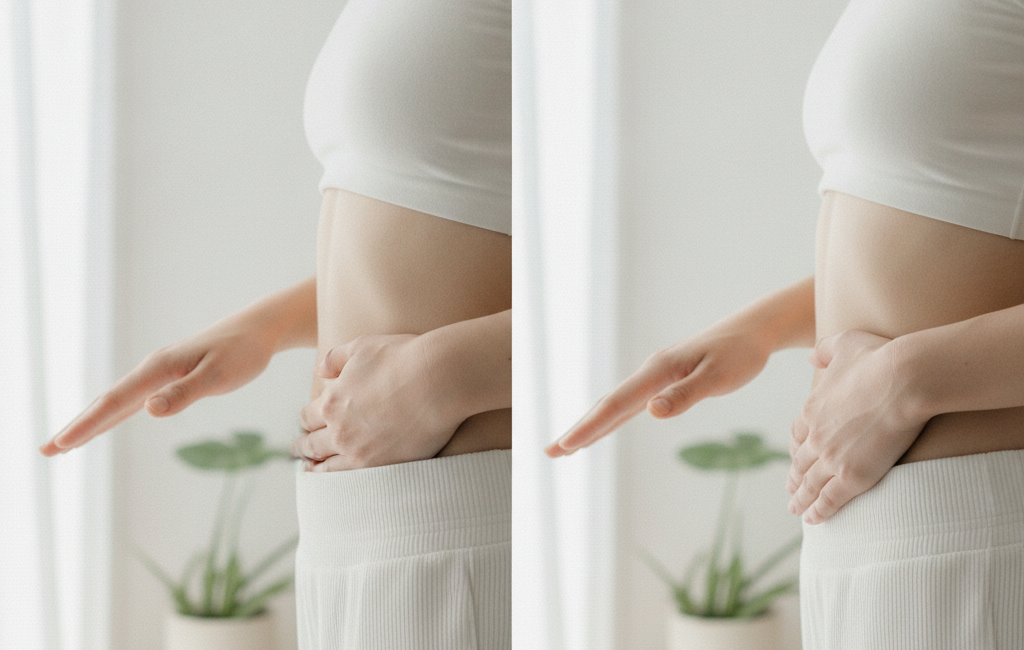 Illustration representing the difference between bloating and belly fat