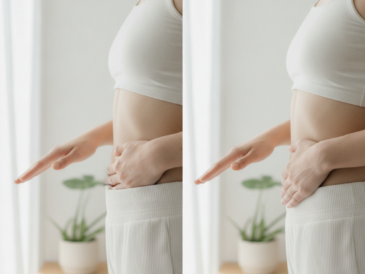 Illustration representing the difference between bloating and belly fat