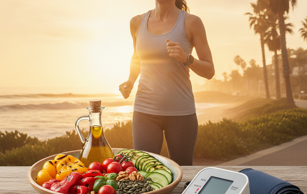 Heart health habits: exercise, Mediterranean diet and blood pressure monitoring